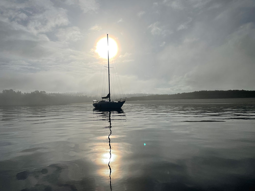 T2 in the fog at Sidney Spit