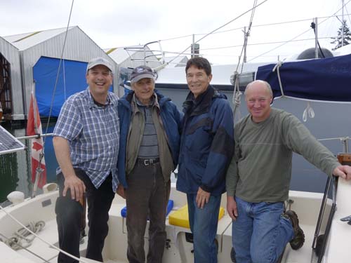 Me, Dad, Barnucka and Kevin prepare to depart for a 3 hour cruise from Capital City Yacht Club to Cadboro Bay