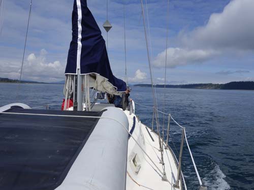 Dad at the helm as we pass through Cordova Channel