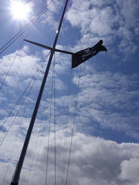 Flying the Jolly Roger, on route to Cadboro Bay