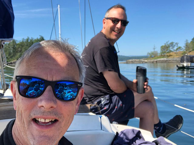 Paul and I in Princess Bay, Portland Island.