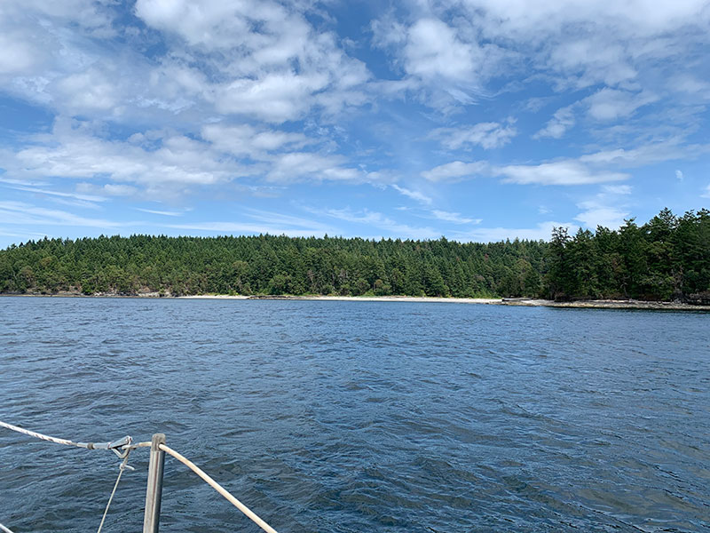 Shell Beach on Portland Island as seen from Trouper 2 en route to Montague Harbour.