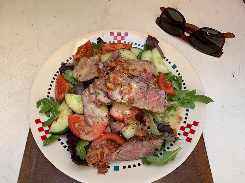Steak salad for dinner.