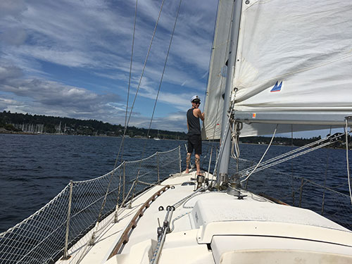 Andrew on the fore-deck.