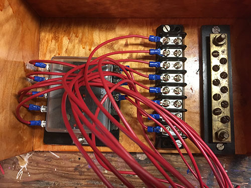 The box is wired ahead of installation so when I get it on the boat all I have to do is connect the existing device wires to the terminal strips.