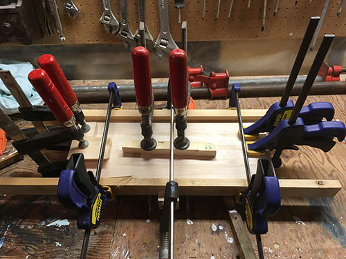 Two more boards glued and clamped.