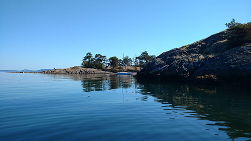 Trouper II at anchor off Chatham Island.