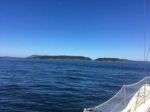 Aproaching Gooch and Rum Islands from Southwest.