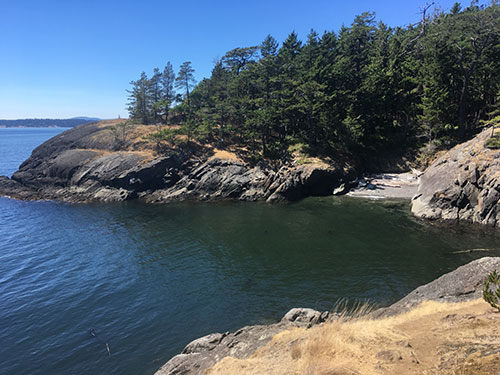 Looking at the Southwest corner of Gooch Island from Rum Island. Gooch is private and 'no trespassing'.