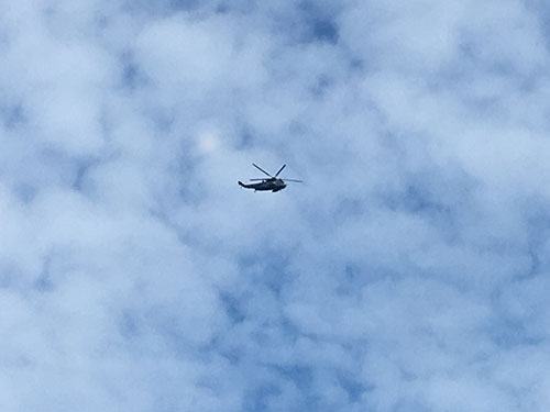 Not sure if it's related but kinda coincidental spotting this military helicopter in the same vicinity as the fire damaged Minto. Just sayin'