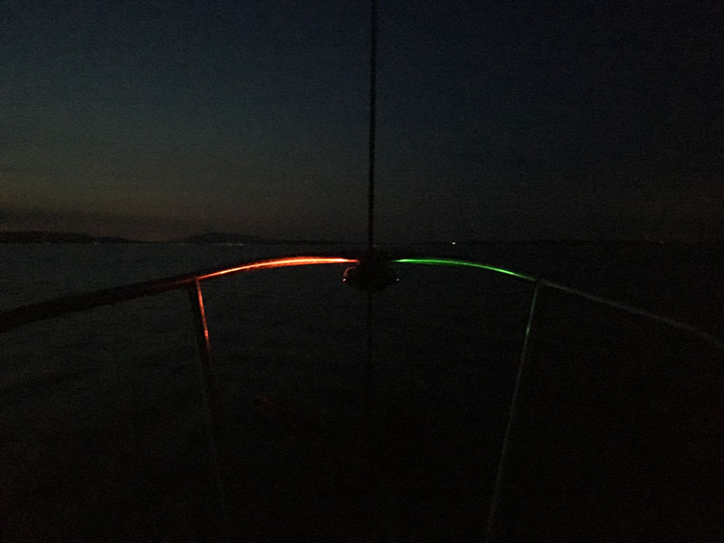 Red to port and green to starboard.