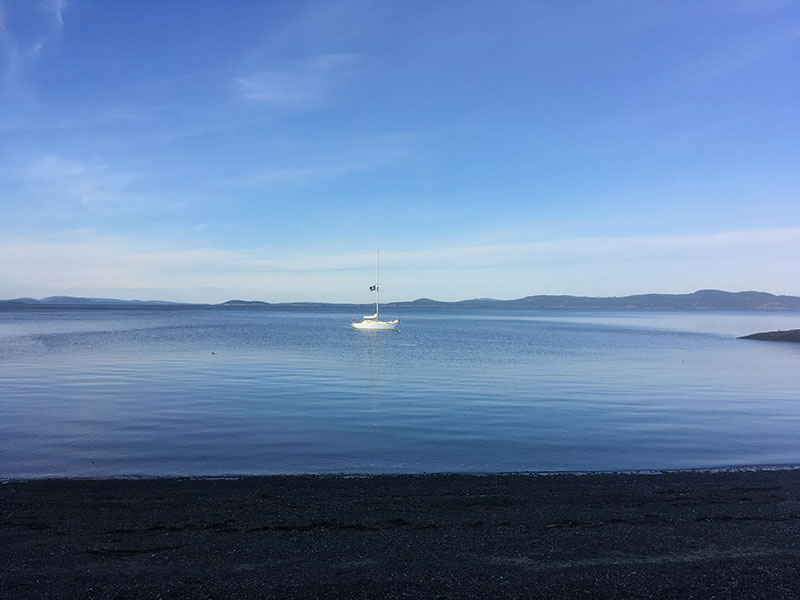 Trouper 2 at anchor after a sail to Finnerty Cove
