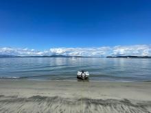 Black sand at Sidney Spit.