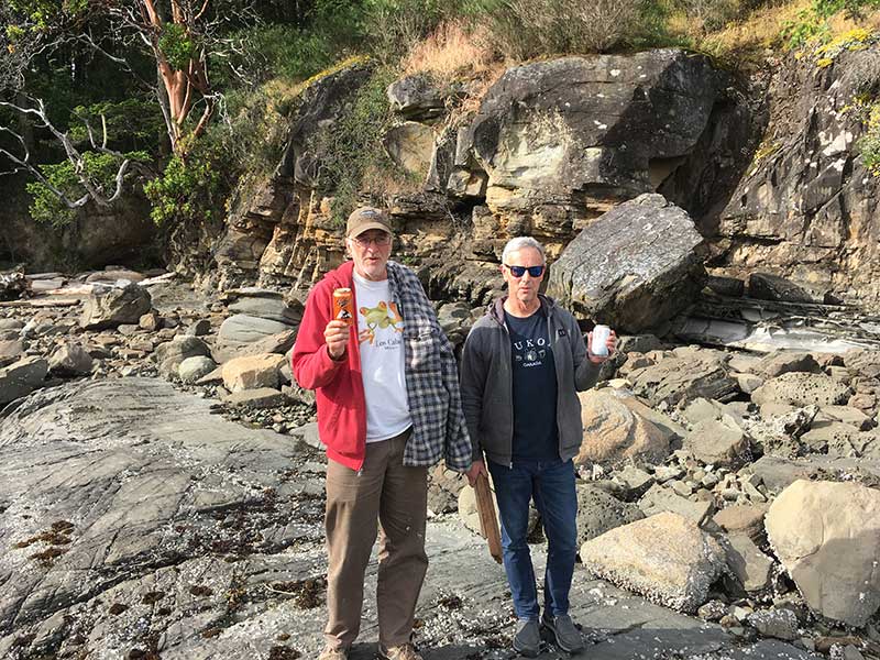 Tom and Paul with product placement at Princess Bay.