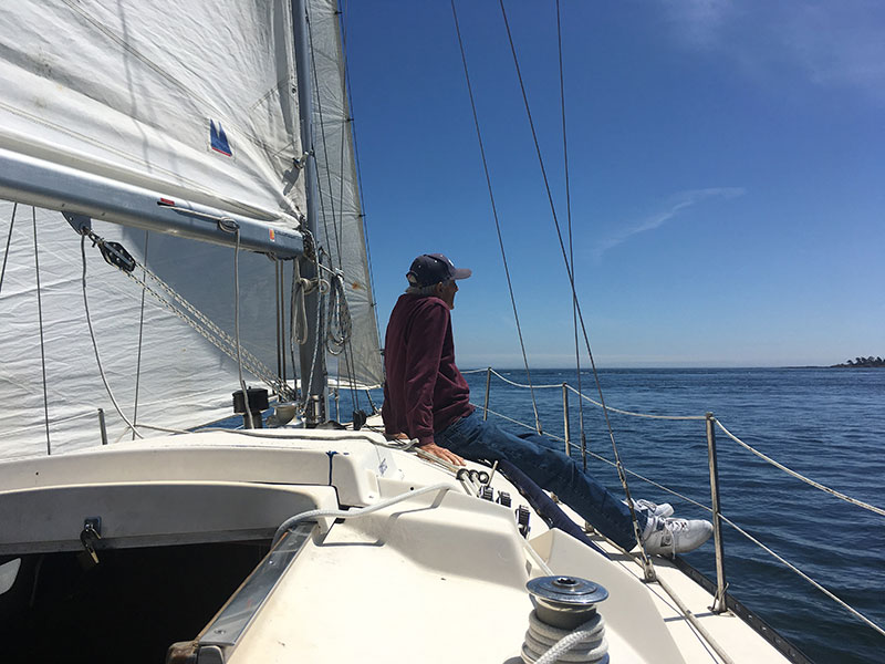 Dad on the foredeck.