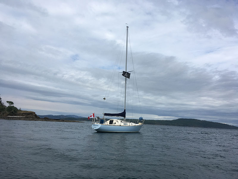 Trouper 2 at anchor in Princess Bay, Portland Island.