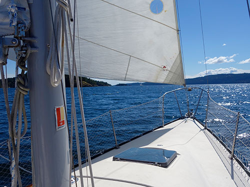 South bound between Prevost and Saltspring Islands en route to Sidney Spit.