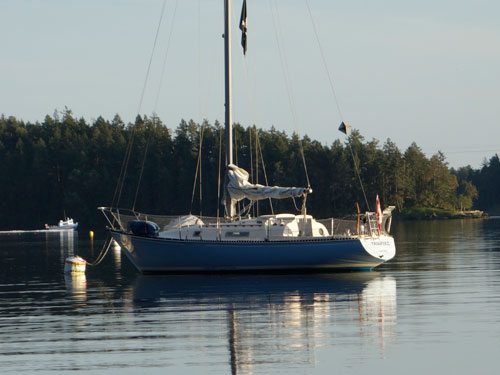 At anchor in Montague Harbour, Galiano Island.