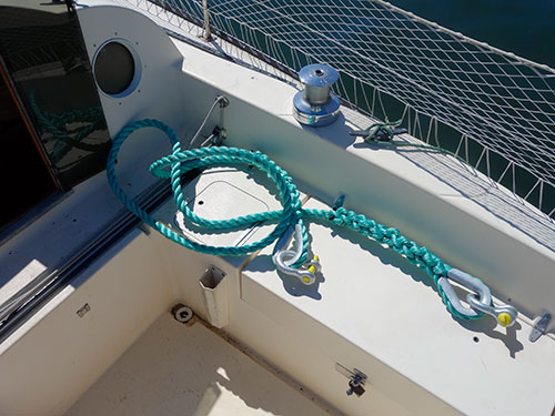 At 15', the new mooring anchor line was 5 feet shorter than the original.