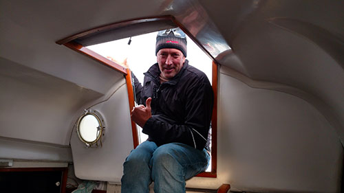 Eric smokin' in the cockpit. (And letting all my fucking heat out...)