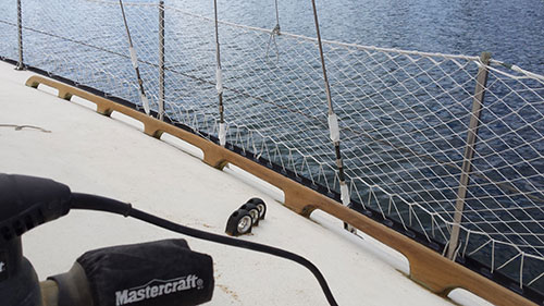 Starboard hand rail after sanding...