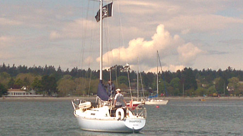 Barnuck and I on our way to the buoy after dropping Dad and Kevin at Yacht Club