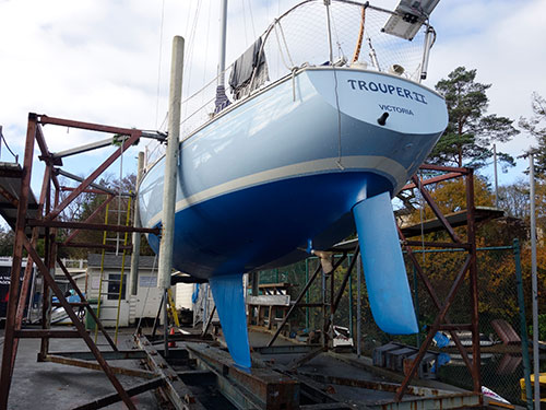 Rudder straitened and rebuilt