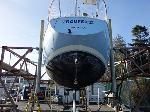 Rudder removed for straitening at machine shop
