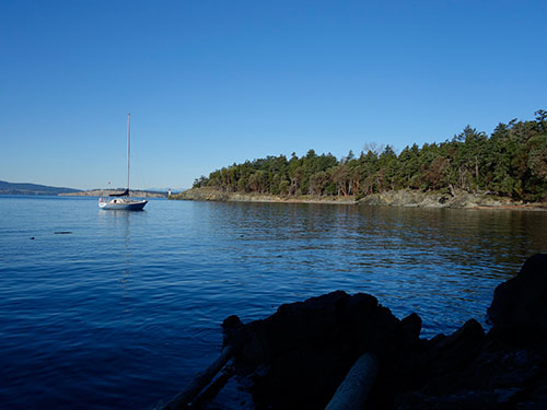 T2 at anchor. South end D'Arcy Island