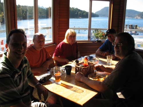 Lunch at the Springwater Hotel in Minors Bay, Mayne Island.