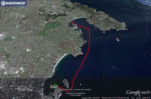 Navionics track to Cadboro Bay