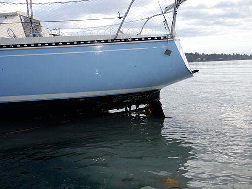 The rudder, stuck fast in the sand