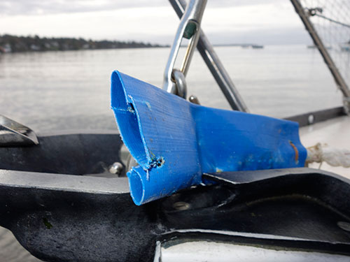 Unfortunately my fairlead sliced through my primary mooring line like a knife through spaghetti
