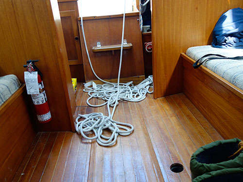The main and genny halyards.