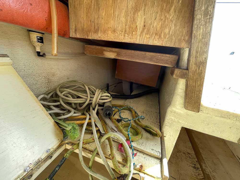 Starboard quarter-berth. Although I didn't notice at the time, a sink pulls out.