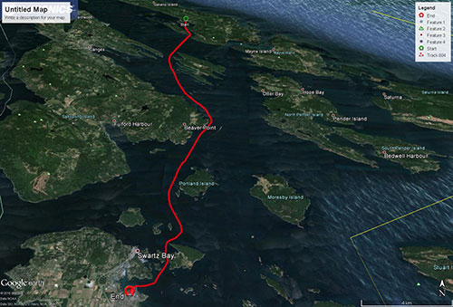 Navionics track: Montague to Tsehum Harbour