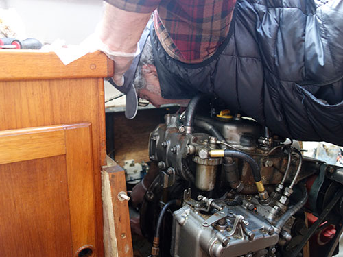 Tom bruises his sternum working on Trouper II's inboard.