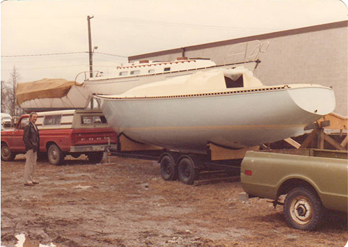 Picking up Trouper 2 from Ontario Yachts in the Spring of 1980.