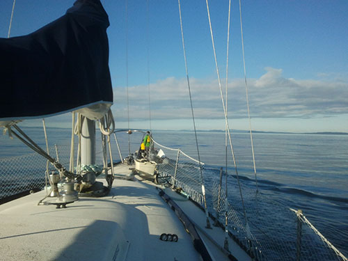 Leaving Chatham Island under tow.